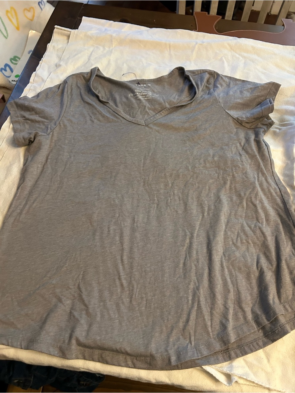 torrid Gray V-Neck Short Sleeve Tee